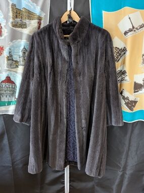 Furstar New Sheared Mink Fur Coat Gray. L/XL